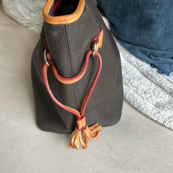 DOONEY &‎ BOURKE Dark Brown Pebbled Leather Extra Large Shopper Tote Bag / Purse - Picture 4 of 15